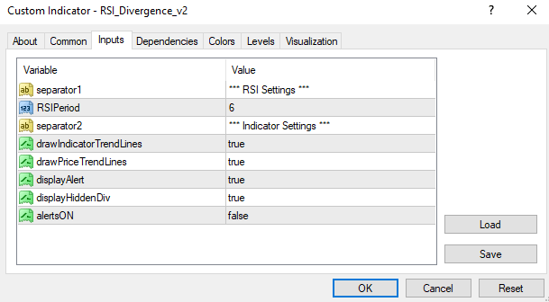 RSI_Divergence_indicator_mt4-settings