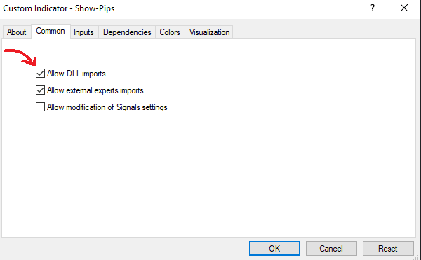show pips indicator 1